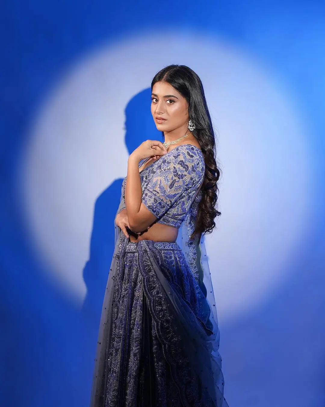 Telugu Actress Rashi Singh Stills in Blue Lehenga Choli